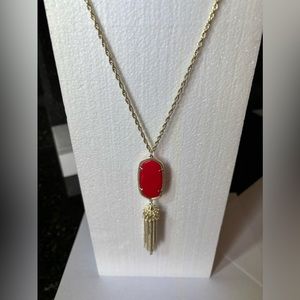 Kendra Scott pendant long necklace red and gold tone. Excellent condition.